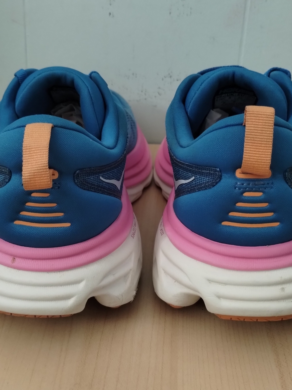 HOKA Bondi 8 Women’s Blue and Pink Running Shoes - Picture 8 of 12